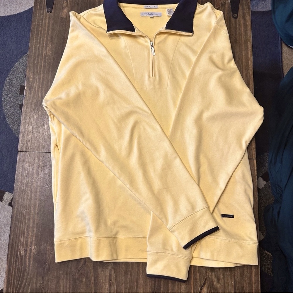 Men's Alex Cannon mustard yellow 1/4 zip sweatshirt size L (Preppy/Classic) - Picture 6 of 8